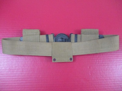 WWI US Army M1910 Mills Canvas Garrison Belt & Pouches w/US Buckle 