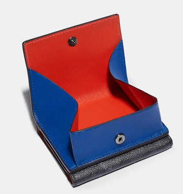 coach origami coin wallet in signature canvas 3895 Charcoal Multi