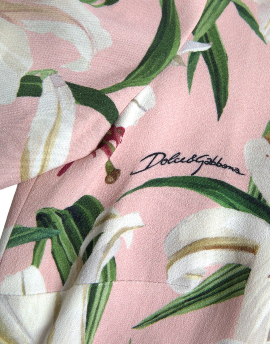 DOLCE & GABBANA Dress Pink Lily Viscose Sheath Stretch Midi DOLCE & GABBANA Dress Pink Lily Viscose Sheath Stretch Midi
