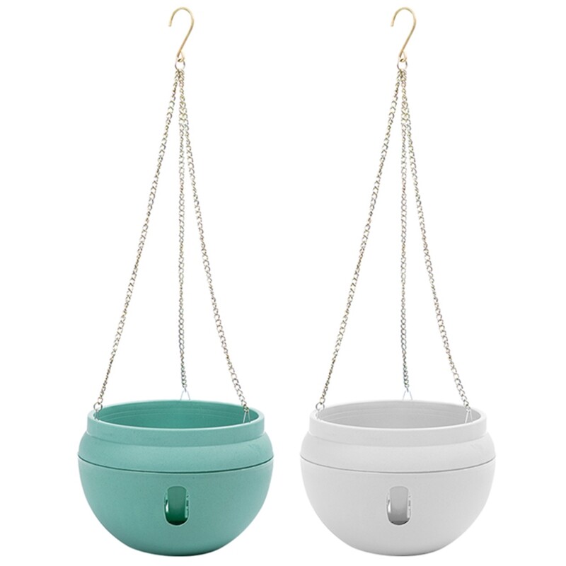 Bowl-Shaped Flower Pot Garden Self Watering Hanging Planter Plant Holder Basket
