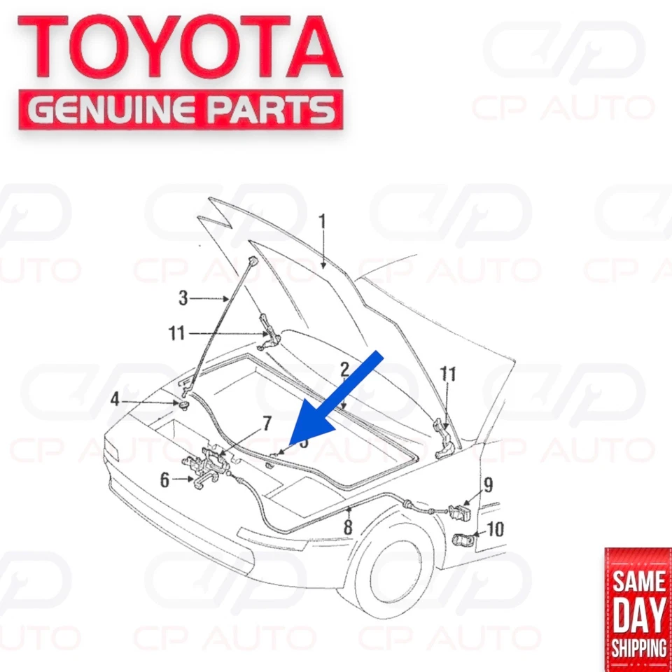 90-95 TOYOTA MR2 CAPÓ DELANTERO SOPORTE VARILLA ABRAZADERA RETENEDOR CLIP FABRICANTE DE EQUIPOS ORIGINALES NUEVO Foto 2 de 4