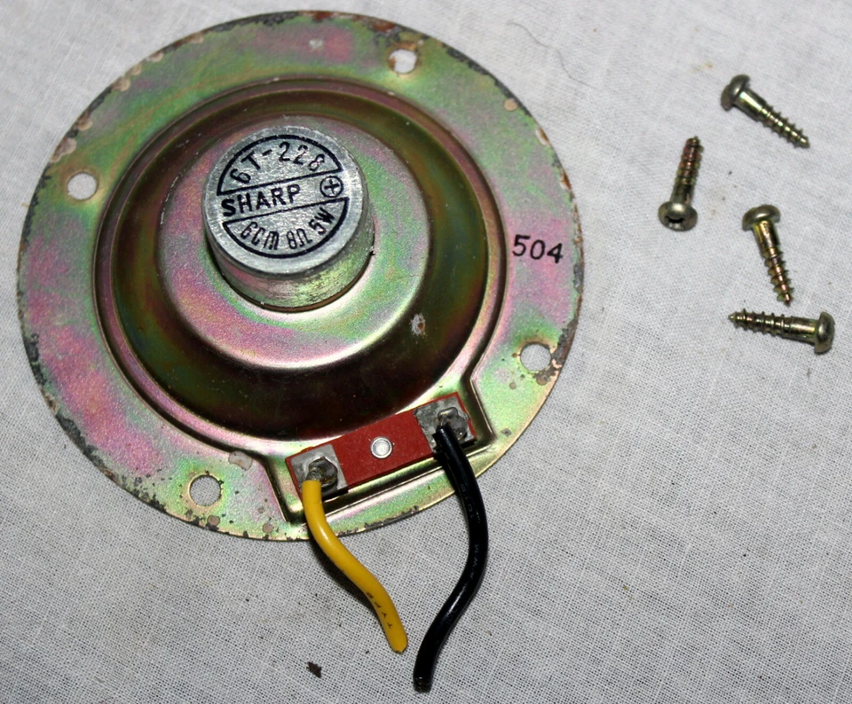 Vintage Sharp 6T-228 6cm 8Ohm 5W Magnetically Shielded Speaker w/ Mount Screws - Image 2 of 2