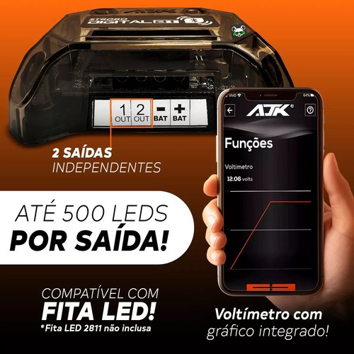 KIT AJK AUTOMOTRIZ LED RGB DIGITAL BLUETOOTH STROBO CON APP AJK - Imagen 3 de 5
