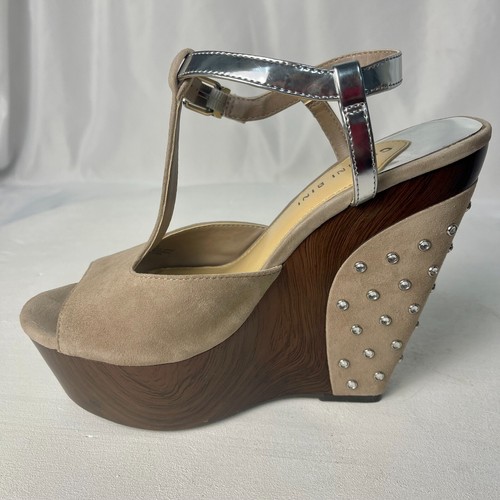 Gianni Bini Womens Shoes Platform Wedge Beige Studded Size 8.5M - Picture 8 of 13