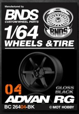 1/64 Plastic WHEELS RIMS TIRES For Diecast Models -ADVAN RG-04 -BLACK-