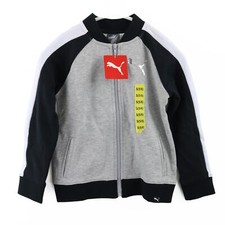 Puma Youth Full Zip Track Jacket, size Small 5/6 , Light Heather Grey