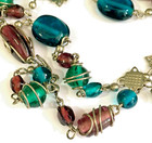 Vintage Glass Bead Wire Wrap Necklace 44" Overhead Muliticolor Beads