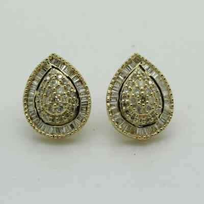 2Ct Lab Created Diamond Round Tear Stud Earrings 14K Yellow Gold Silver Plated
