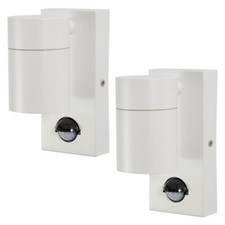 Litecraft Kenn Outdoor IP44 Wall Lights With PIR Motion Sensor in White - 2 Pack
