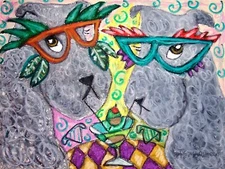 Kerry Blue Terrier Martini Masquerade Art Print 4x6 Postcard size Artist KSams