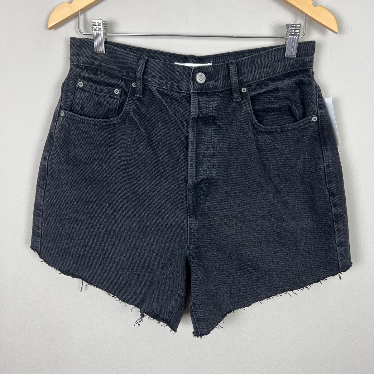 【CLANE 25SS 】DAD SHORT PANTS M PacSun Dad Jean Shorts Womens 28 Black High Rise Cut Off Button