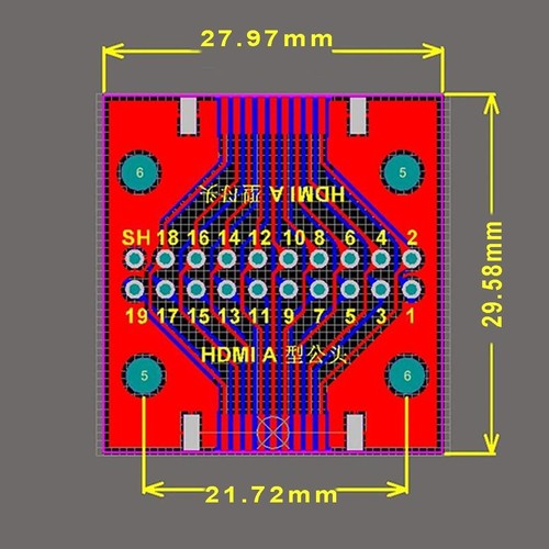 2 Pcs HDMI Maleto Female Connector with Test PCB Board,2.54 Pitch 19 Pins - 第 3/6 張圖片