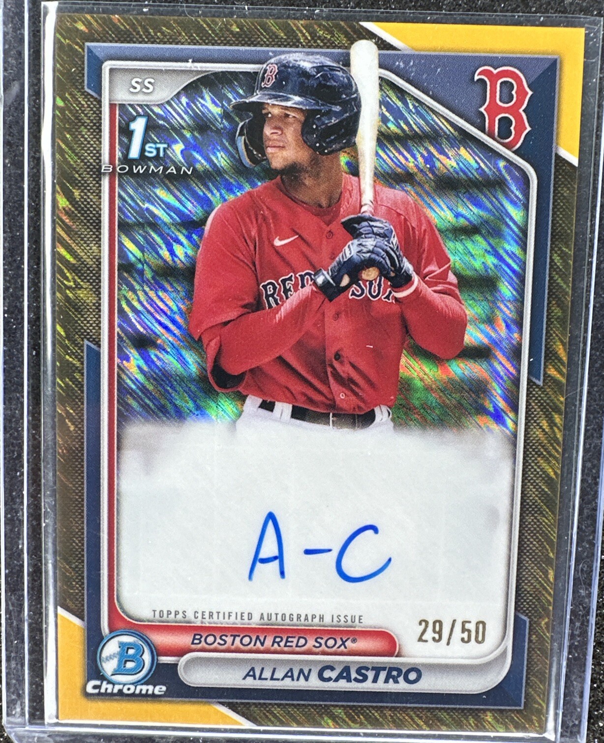 Allan Castro 2024 Bowman Chrome Gold Shimmer Refractor RC  Auto /50 #CPAACA