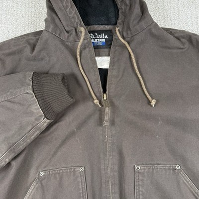 Walls Blizzard Pruf Men s Large Tall Brown Duck Canvas Fleece Lined Work Jacket