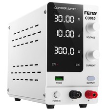 FEITA DC Power Supply Variable, 30V 10A Adjustable Switching Regulated Bench ...