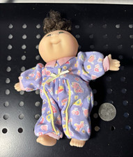 Baby Girl Doll Soft Body Vinyl/Cloth Curly Black Hair, Purple Outfit Removable