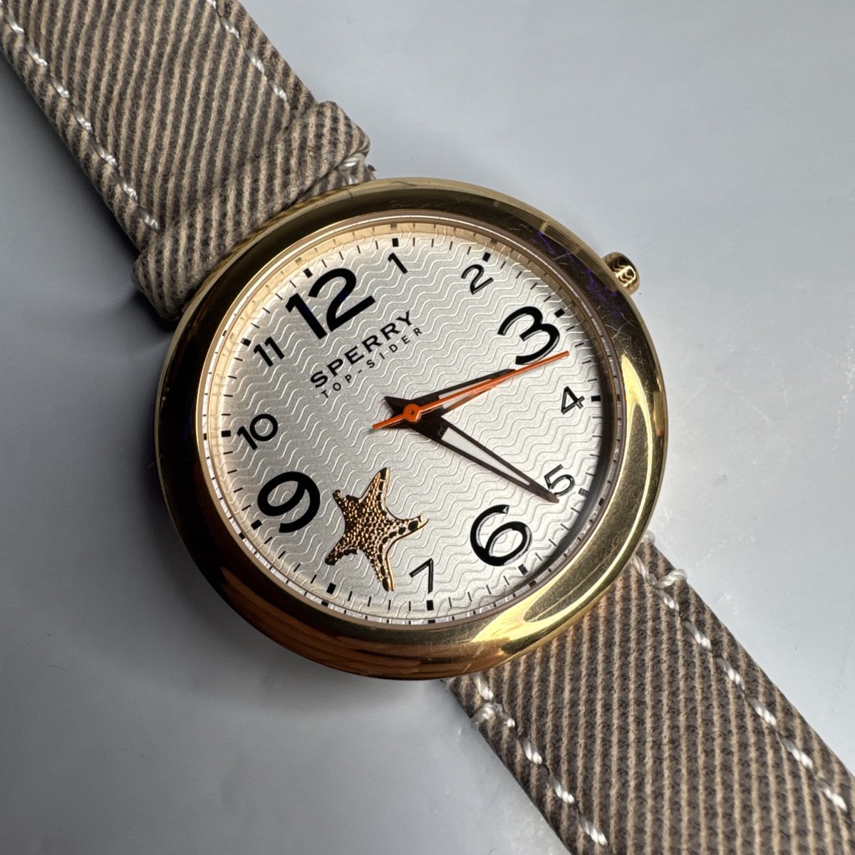 Sperry Top-Sider Gold-Tone Watch with Cream Leather Strap Sperry Top Sider Watch Gold Tone Leather Band Star Fish 40mm  main image 4