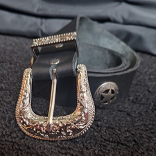 Handmade by CR Mens Black Western Studded Sta...