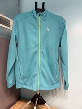 SPYDER ACTIVE SPORTS FULL ZIP JACKET LARGE TURQUOISE LIME GREEN ZIPPER
