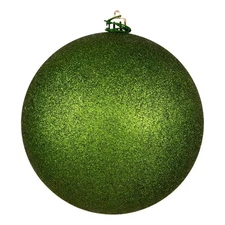 Vickerman 4" Plastic Ball Ornaments in Glitter Juniper Green (Set of 6)