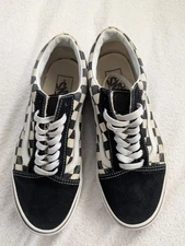 Vans Old Skool Black & White Checkered Suede & Canvas Shoes M/6.5 W/8