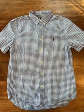 Ralph Lauren Boys Size XL 18-20 Button Down Short Sleeve Shirt Plaid Cotton