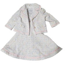 Janie and Jack Girls White Boucl Tweed Jacket and Dress Tres Chic Set / Size 4