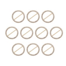 Rhinestone Ribbon Buckle Sliders, 10Pcs Crystal Belt Buckle, Light Gold