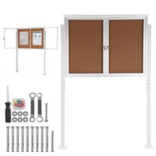 Standing Enclosed Bulletin Board, Outdoor Lockable Community Sign with Aluminum