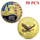 50PCS Gold Challenge Coin US 250th Anniversary Coin Statue of Liberty Medal Gift