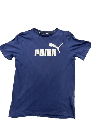 Puma Men's Navy Cotton Crew Neck Short Sleeve Tee - Size S