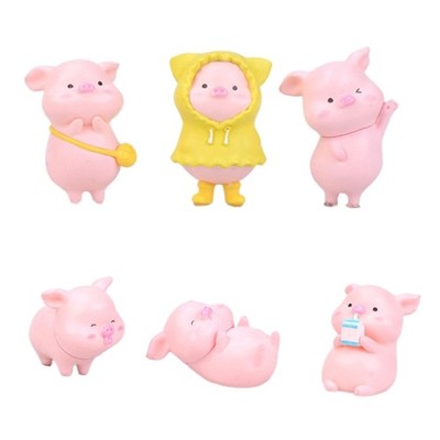 Colorful Cartoon Pig Figurine Ornament Resin Piggy Statue Collectible Toy