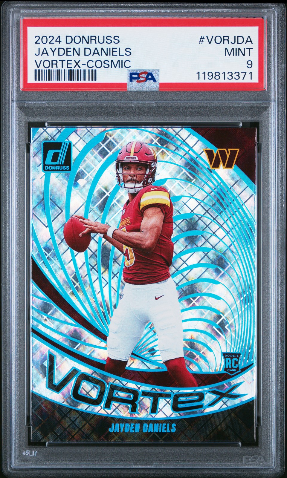 2024 PANINI DONRUSS VORTEX COSMIC #VORJDA JAYDEN DANIELS 99/100 PSA 9