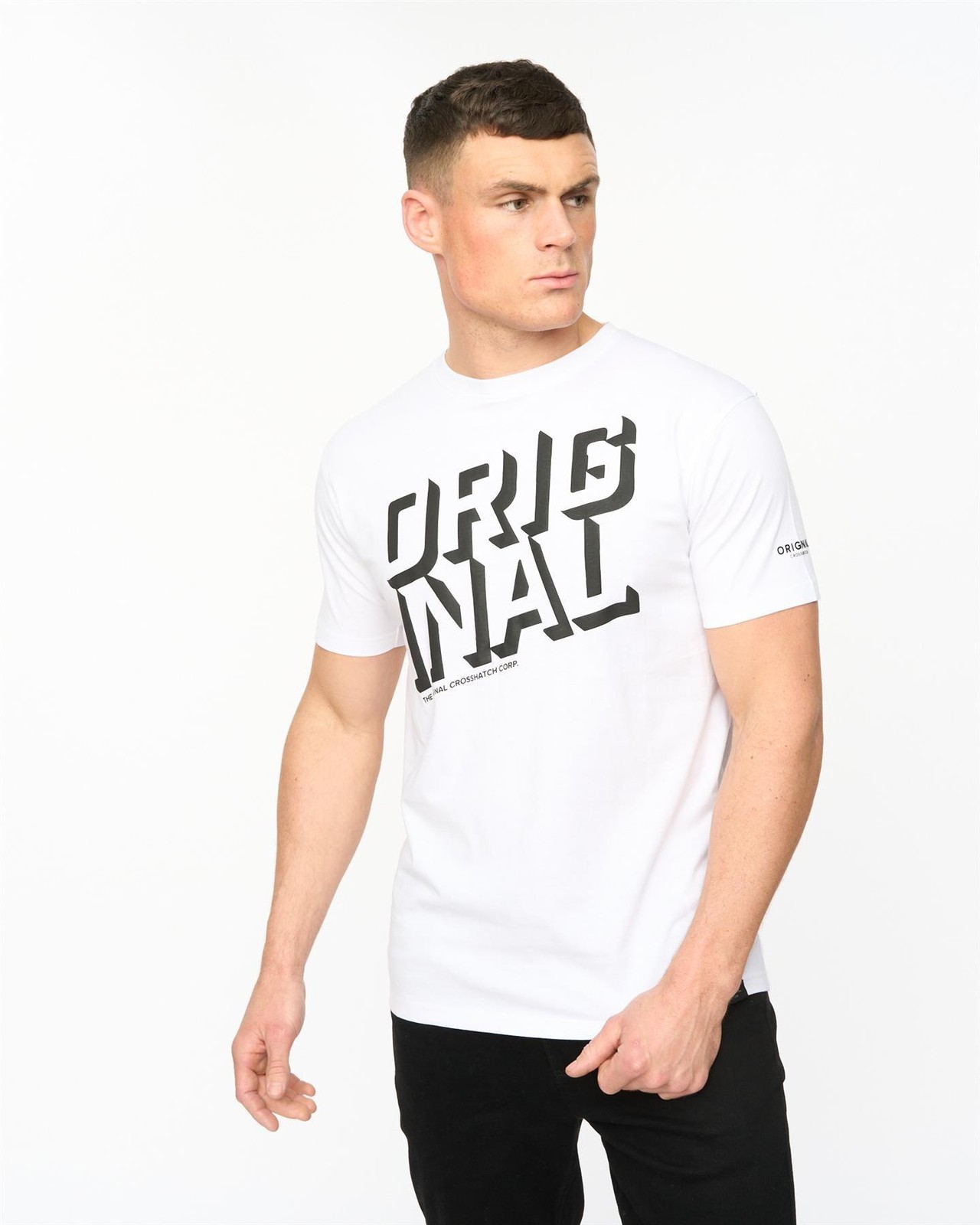 Crosshatch Protrax Mens T-Shirt Casual Comfort Urban Style Tee White