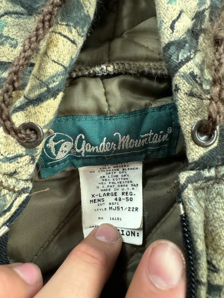 Chaqueta de caza vintage años 90 Gander Mountain con capucha camuflada rural para hombre talla XL Foto 2 de 4