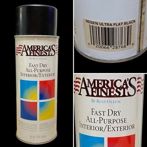 Vintage Rust-Oleum America's Finest Spray Paint Ultra Flat Black 12oz Can 1999