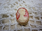 Coral and White Colored Cameo Pins (3) and Clip Earrings — photo 6