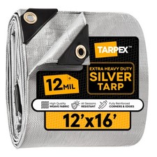 TARPEX - 12 Mil Silver Extra Heavy Duty Poly Tarp 12' x 16'