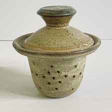 Handmade Pottery Garlic Keeper Jar Rustic Earthy Kitchenware