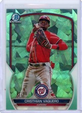 2023 Bowman Chrome Sapphire Cristhian Vaquero Aqua Refractor Prospect #/99, Nats