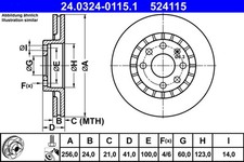 2x ATE Bremsscheibe PowerDisc 24.0324-0115.1 für OPEL ASTRA VECTRA DAEWOO CC J96