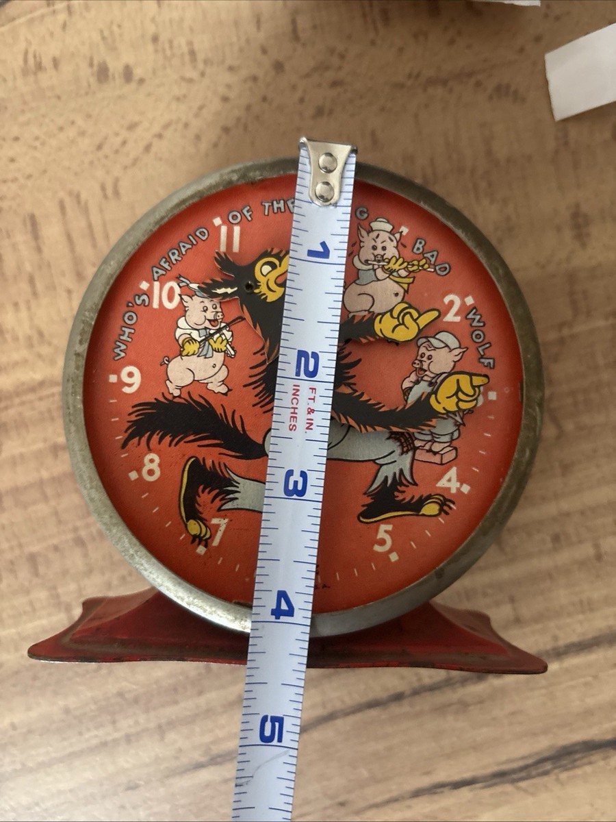 Antique 1934 Three Little Pigs & Big Bad Wolf Disney Ingersoll