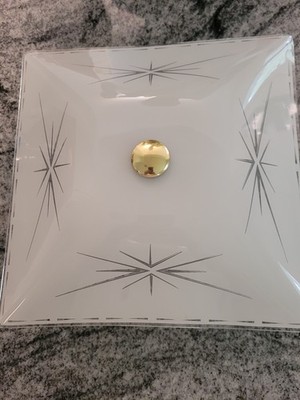 MCM atomic Star  Glass Ceiling Light Fixture 12'' Square 2 Light Socket...