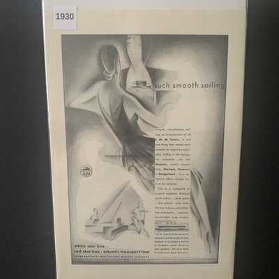 Vintage 1930 White Star Line Red Star Line Such Smooth Sailng Ad Advertisement