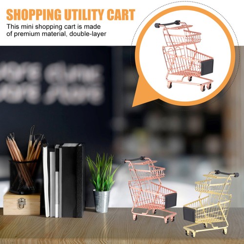 2 Pcs Shopping Cart Model Child Small Trolley Mini Toy Miniature - Picture 3 of 12