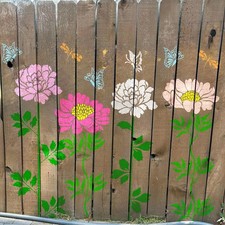Large Flower Fence Stencils for Painting Outdoors Garden Extra Fence Peony La...