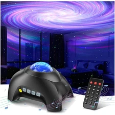 LED Star Projector with 33 Light Modes, Remote Control & White Noise - Jet Black