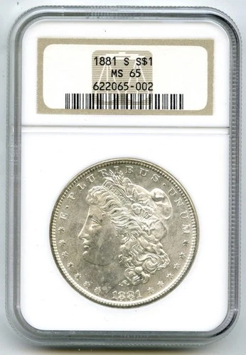 1881-S Morgan Silver Dollar NGC MS65 Certified - San Francisco Mint - Q742