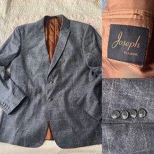 Joseph Jos. A. Bank Sport Coat Men s 44L Wool Silk Blue Plaid Dual Vent Blazer
