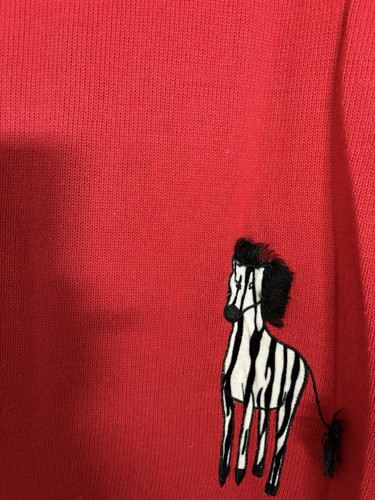 Roter Pullover Terazzo XL mit Reißverschluss und Zebras vorne & hinten. EUC - Bild 5 von 7